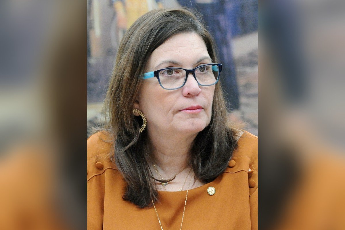 A deputada federal Bia Kicis durante sessão no Congresso Nacional