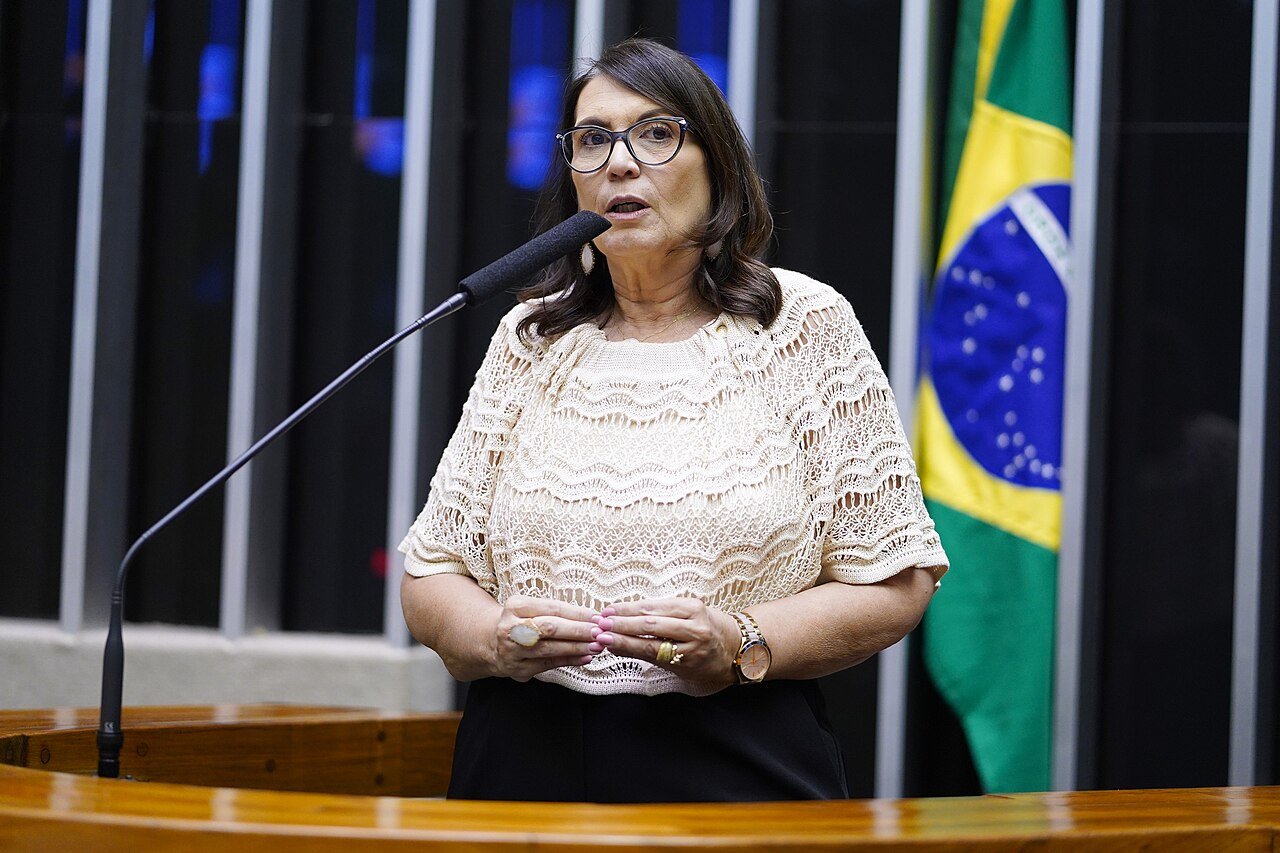 A deputada federal Bia Kicis discursa na tribuna da Câmara dos Deputados