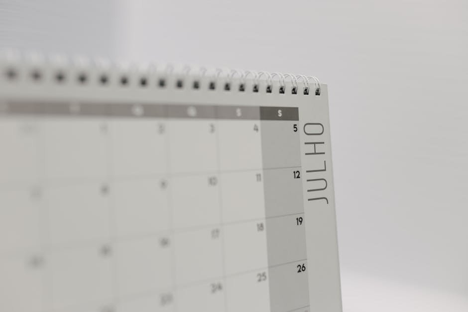 Calendário com mês destacado em vermelho