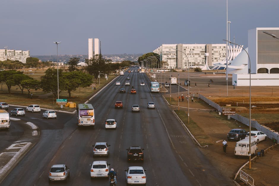 Vista aérea de Brasília com Esplanada dos Ministérios