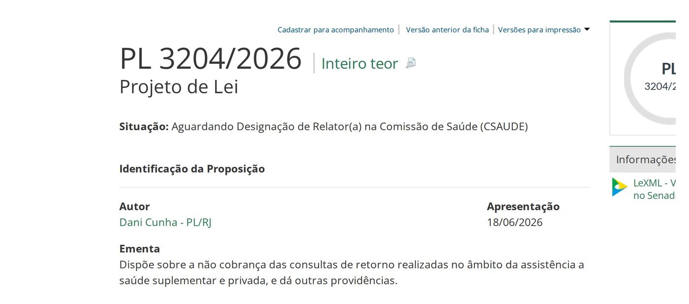 Ficha de tramitação do PL 3204/2026 no portal da Câmara, com a situação do projeto e a ementa